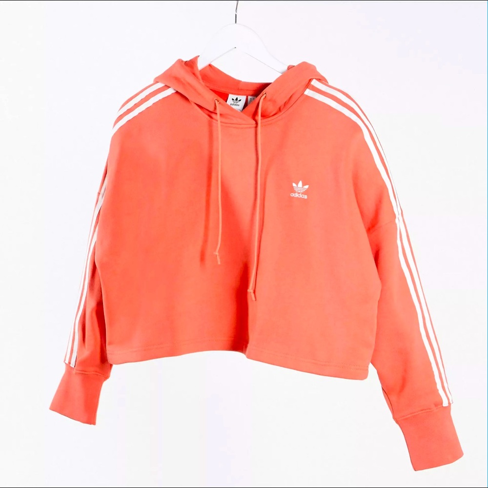 Coral adidas cropped hoodie